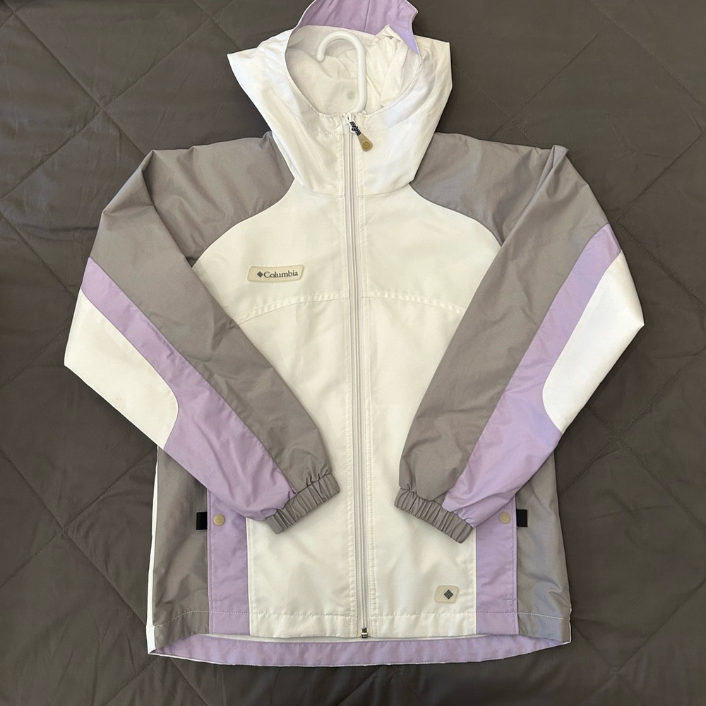 Columbia White and Purple Jacket Windbreaker